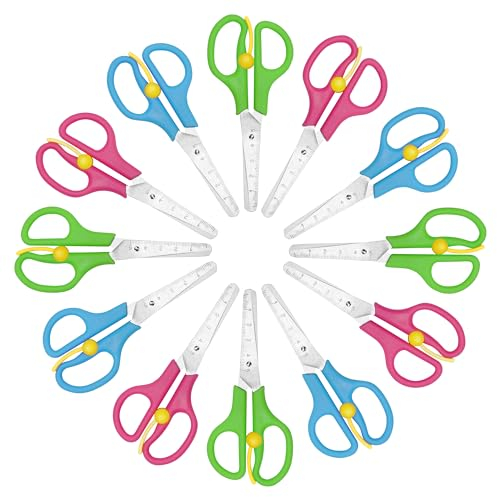 Belle Vous Kinderscheren - 12x Bastelschere Kinder - 12,5 cm - Linkshändige und rechtshändige Kinderschere ab 2 Jahre - Set für Zuhause und Schule