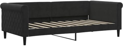 vidaXL Tagesbett, Gästebett 2-in-1, Sofabett Schlafsofa für Schlafzimmer Wohnzimmer, Bettsofa Sofa, Modernes Design, Schwarz 90x190cm Samt
