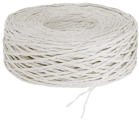 PATIKIL 328 Feet Raffia Ribbon, Raffia Yarn Paper Rope Twine String for Crochet Bags Craft Festival Gifts Bouquets Wrapping, White