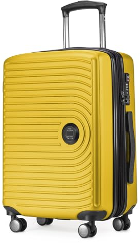 HAUPTSTADTKOFFER Mitte - Handgepäck 55x40x23, TSA, 4 Rollen, Reisekoffer, Hartschalenkoffer, Rollkoffer, Handgepäckkoffer, Bordgepäck Koffer, Gelb