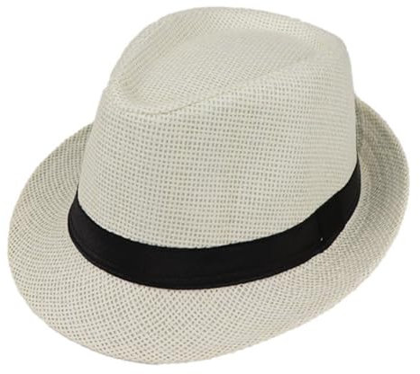 Sombrero Panama Fedora Trilby de Paja - Copa Gorra de Jazz Sol de Verano Beach Sun Cap para Hombre Mujer Niño