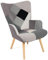 IDMarket - Skandinavischer Sessel Ivar aus Stoff, Patchwork, Schwarz, Grau und Weiß