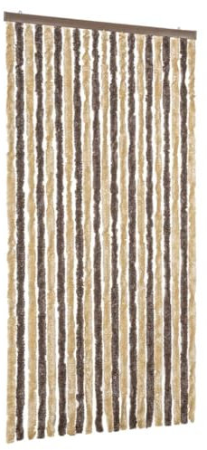 vidaXL Fly Curtain, Fly Screen for Window Living Room Doorways, Door Curtain for Decorations, Fly Blind, Dark Brown and Beige 90x220 cm Chenille