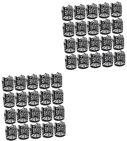 Alipis 100 STK Spinnennetz Lampenschirm Schwarze Kerzenhalter Schwarzes Dekor Hausdekoration Kerzen Für Kuchen Halloween-Kerze Kerzenlampenschirmhalter Partyzubehör Messar - Papier