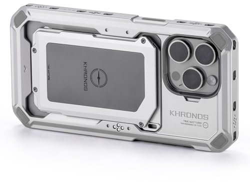 Tilta Khronos Schutzhülle kompatibel mit iPhone 15 Pro Max, Aluminiumkonstruktion, Verwendung mit Zubehör für fortgeschrittenes mobiles Filmemachen (Titanweiß)