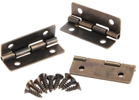 12 Stück Antik Messing Schrank Möbel Scharnier Vintage Schmuck Geschenk Wein Holz Box Scharnier Möbelbeschlag for Holzbearbeitung mit Schraube