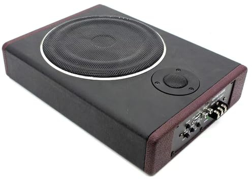 HuKaiL 8-Zoll Auto Subwoofer Aktiv Untersitz, 600W 12V Car-Audio-Modifizierter mit Hohen Aktivlautsprechern und Verstärker-Subwoofer, Bassbox Subwoofer Auto mit Holzkörper, Schwarz