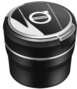 Auto Aschenbecher für Volvo XC60 S90 XC90 V90 V60 S60 XC40 Tragbares Auto Aschenbecher mit Deckel Geruchloser Aschenbecher Easy Clean Up Abnehmbarer Autoaschenbecher,S-Silver Style