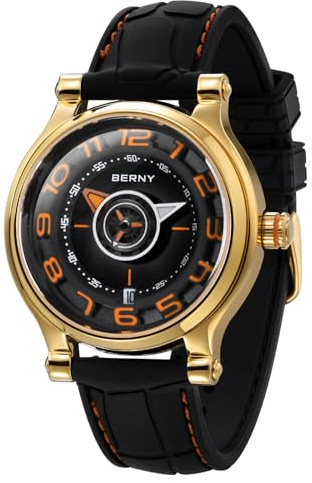 BERNY Mechanische Uhr für Männer Automatikuhren Super Leuchtkompass Zifferblatt Cool Armbanduhr Mode Uhren Saphirglas 5ATM Wasserdicht