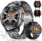Smartwatch Herren mit Telefonfunktion, 1.43'' Amoled Always-on Display Militär Smart Watch mit LED Taschenlampe Herzfrequenz Schlafüberwachung Sportmodi, Wasserdicht Fitnessuhr für Android iOS,Schwarz