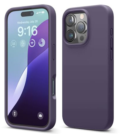 elago Compatible with iPhone 16 Pro Case, Premium Liquid Silicone Case, Full Body Protective Cover, Shockproof, Slim Phone Case, Anti-Scratch Soft Microfiber Lining, 6.3 inch (Deep Purple)