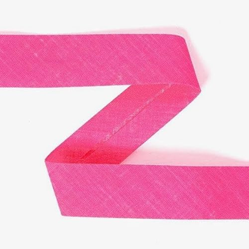 Neon Schrägband, Baumwolle, vorgefalzt, 20 mm breit - 3 Meter, Neon Pink