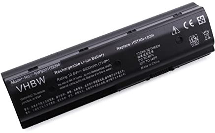 vhbw 1x Batterie Remplacement pour HP 671567-831, 671567-421, H2L55AA, 672326-421, 671731-001 pour Ordinateur Portable (6600mAh, 10,8V, Li-ION)