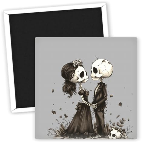 Totenkopf Brautpaar Magnet - Kühlschrankmagnet Hochzeit Totenkopf Brautpaar Vintage Stil - Hochzeitsmagnete - kreative Hochzeitsgeschenke - Deko für die Küche - Geschenk zur Hochzeit