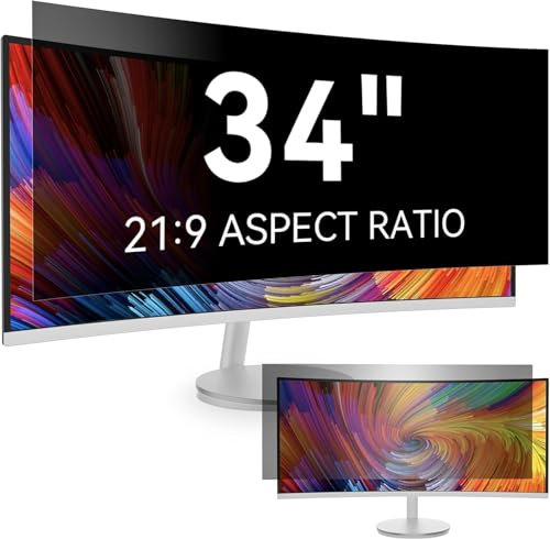 Protescreen 34 Pouces Filtre de Confidentialité pour Aspect 21:9 Widescreen Computer, Amovible Protection Ecran Anti-Lumière Bleu Anti Espion Anti-Reflet Film pour PC&Moniteur 34