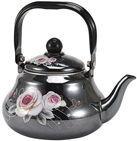 Bollitore for fornelli Teiera Bollitore vintage smaltato Bollitore da campeggio Bollitore da campeggio Teiera da caffè Bollitore d'acqua Bollitore Teiera classica for cucina domestica 1,5 l(18X18X22CM