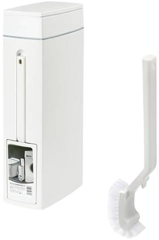 Baoblaze Papelera de baño con Soporte para escobilla de Inodoro Papelera Blanca pequeña integrada Papelera Delgada con escobilla de Inodoro para el baño del