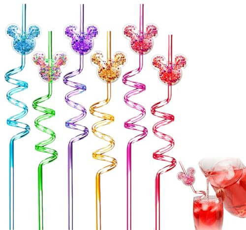 GXGM paille tourbillon enfant, pailles pour enfants - 6 couleurs, Réutilisables, Pour décoration de fête d'anniversaire, réunion de famille, 6 pièce