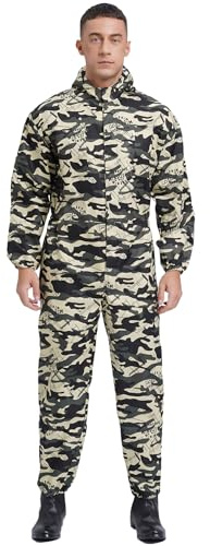 iiniim Herren Arbeitsoverall Langarm Schutz Overall mit Kapuze Arbeitsanzug Antistatischer Schutzanzug Ganzkörperanzug Industrie Handwerker Arbeitskleidung Camouflage XL