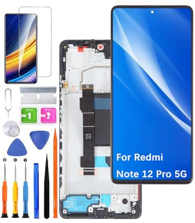 HLYGZX Pantalla de repuesto para Redmi Note 12 Pro 5G LCD, incluye 22101316C 22101316I (negro con marco)