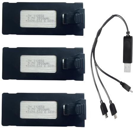 Batterie rechargeable 3,7 V 1 800 mAh pour E88 E88PRO E99 E99PRO E525 P1 P5 K3 P15 P15PRO LS-S1S A88 Drone Batterie Quadcopter avec câble de charge USB (3 pièces)