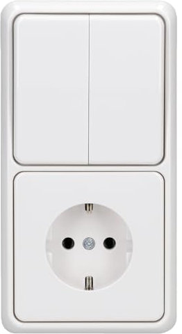 Jung Serie CD Komplett-Set Alpinweiß: CD1520WW SCHUKO Steckdose + CD595WW Wippe Serienschalter + 505U Wippschalter Serien + CD582WW Rahmen 2fach