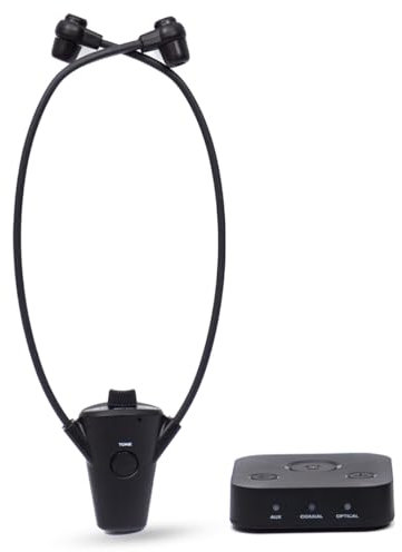 HearSound Gold - Digital Wireless Headset System for TV with Earbuds - Ideal for Seniors or Hearing Impaired - All TVs Compatible, No line of Sight Required, 100 ft. Range, Rechargeable 12hr Battery