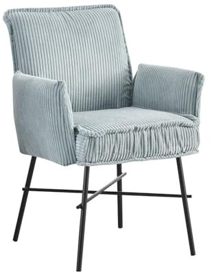 B&D home Esszimmerstuhl JÜRGEN, Schreibtischstuhl Polsterstuhl Loungesessel für Esszimmer, Wohnzimmer, Büro, Industrial modern elegant Design, Blau Cord, 11129-BLUE-1