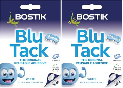 Bostik Blu Tack, Multipurpose Reusable Adhesive, Clean, Safe & Easy to Use, Non-Toxic, Handy Size (Packaging May Vary) (Pack of 2)