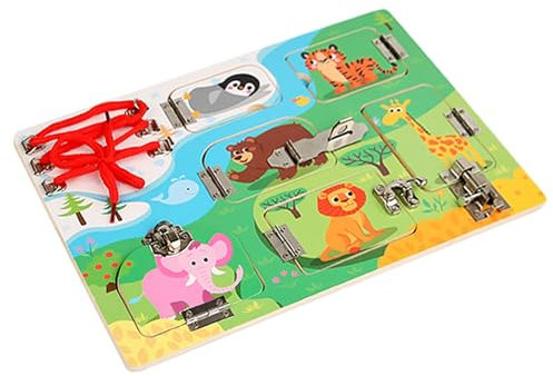 Educational Travel Toy, Kids Sensory Toy, Wooden Latches Board, Animal Themed Sensory Board, Funny Preschool Learning Activities, Fine Motor Skills Travel Toy 11.81x8.86x0.28 Inches for Boys and Girls