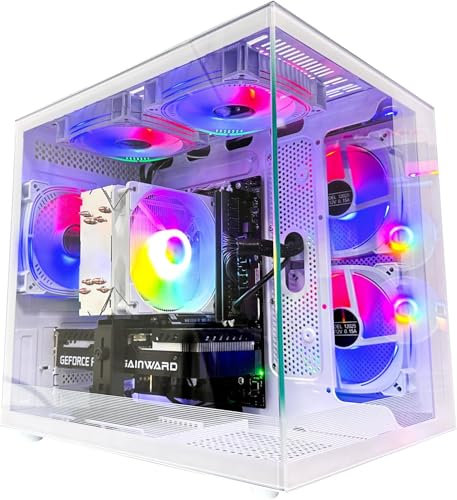 suevery Desktop Computer RTX 4060 8G Core 14th I7 14700KF(20Cores 28 Threads UP to5.6G) 32G DDR5 RAM NVMe SSD 1TB Home Prebuilt Gaming PC White