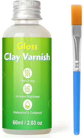 60 ml Air Dry Clay Glaze, vernice lucida per argilla essiccante ad aria, lucida e resistente ai graffi e all'acqua, smalto Gloss Varnish, vernice trasparente per ceramica e colori acrilici, ideale per