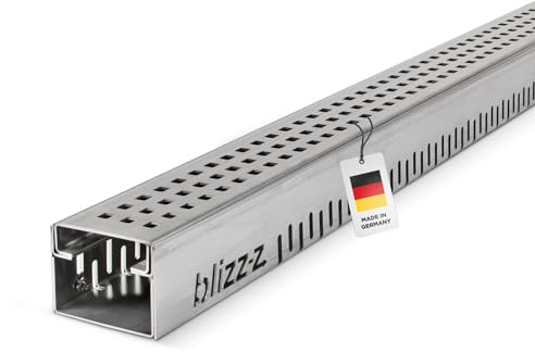 blizz-z terraline U Drainagerinne Stahl- Entwässerungsrinne -Rost - L: 1m | verzinkter Stahl - H: 60 mm x B: 84 mm, Stärke: 1,5mm - 1 Stück - DIN EN 1253-1 bis 300 kg - Made in Germany