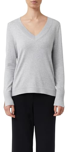 Comma Strickpullover mit V-Ausschnitt und Rippdetails