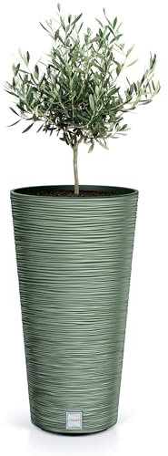 EDANTI Pot de fleurs haut - Grand pot de fleurs - Pour l'intérieur et l'extérieur - Pour fleurs, jardin, balcon, terrasse, maison - Vert - 25 cm