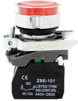 Interruptor pulsador redondo metálico industrial resistente al agua XB4-BW33M5 y XB4-BW34M5 con luz LED roja y verde(XB4-BW34M5)