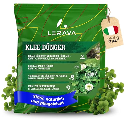 LERAVA® Fertilizante para Trébol (4,6 kg) - Abono para Jardín Verde, Fuerte y Denso - Repoblador para Césped y Trébol - Ideal para un Jardín Sano y un Césped Uniforme