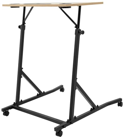Höhenverstellbarer Fahrrad Trainer Schreibtisch, Walking pad Laufband Trainingstisch mit Groove, 4 Universalrädern und 2 Cup Holders, für Indoor Cycling, Laufband & Homeoffice