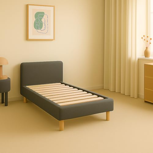 SAMPUR - XXL-Boxspringbett, Kolosseum, Frottee, Stauraum bis 900 l, robust und großer Öffnungswinkel (grauer Stoff, 90 x 190 cm)