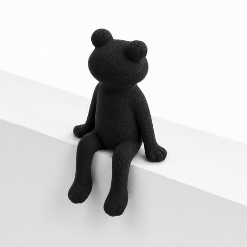 Shadow Pup Frosch Kantenhocker 3D-Druck Dekofigur (Schwarz, L) | 3D-gedruckter Kantenhocker aus PLA