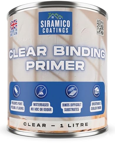 SIRAMICO COATINGS Clear Binding Primer I 1 Litre I Water-Based Acrylic Sealer & Surface Stabiliser for Peeling Paint, Flaking Plaster, Chalky Walls I Deep Penetration, Breathable & Durable Bond