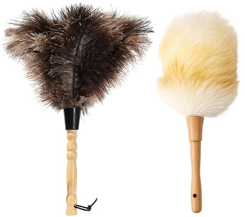 Staubwedel Straußenfedern, 2 Stück Staubwedel Set Schwarz Und Weiß, Hochwertige staubwedel Für Die Effektive Reinigung, 32 cm Länge