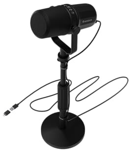 Genesis Radium 750D Dynamisches Mikrofon USB & XLR – Gaming & Streaming Mikrofon mit 96kHz/24bit, Kardioid, Direct Monitoring, Gain-Regler, Mute-Taste, Tischstativ, Podcast & Studio Mikrofon Schwarz