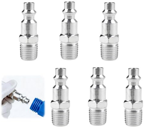 6 PCS Raccord Rapide Air Comprimé 1/4 NPT Mâle, Raccord Américain Fileté pour Compresseur, Connecteur Rapide pour Système d’Air et Outils Pneumatiques, Embout de Tuyau Pneumatique