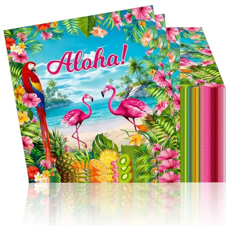 40 Stück Servietten Sommer Flamingo 33x33 Cm Papierservietten Für Hawaii Party,Hawaii Deko Tropische Flamingo Tischdeko,Hawaii Party Deko Set Für Gartenparty Sommerfest Mottoabend Bunt Lustiges Design