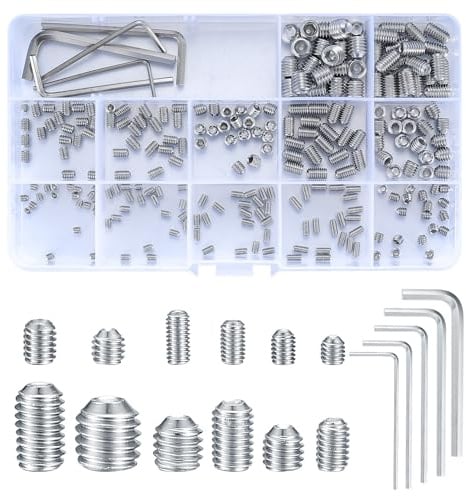 240 Pezzi Viti Senza Testa, Viti Esagonali Assortimento, M3/M4/M5/M6/M8 | Viti a Testa Cilindrica Metriche, Viti a Esagono Incassato, Vite Grani in Acciaio Inox per Maniglie Porte, Rubinetto