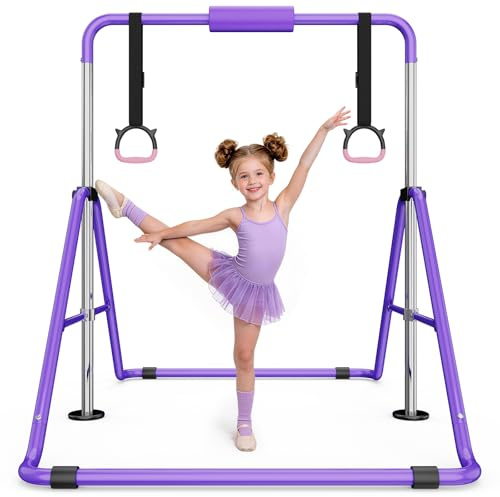 Dskeuzeew Gymnastikstange Kinder mit Verstellbarkeit, Turnstange Kinder mit 13 Höhenstufen, Reckstange Outdoor & Indoor, Kinder Reckanlage für Horizontales Training, Turngeräte für Kinder 3–12 Jahre