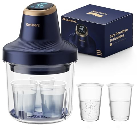Resiners Airless Pro3 Harzblasentferner, 99 kPa Vakuumkammer (22L/min), 99% Blasen in 3 Minuten entfernen, 3,2L Großkapazität Harz Blasenentferner für Epoxidharz UV-Harz Silikonschmuckherstellung