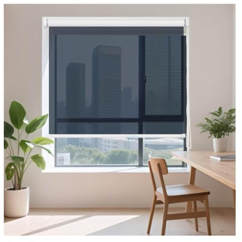 Cortina Transparente Unidireccional Persiana Enrollable De PVC Privacidad Diurna Tinte Ventana Persianas Reflectantes Desplegables Con Bloqueo Solar Película Aislamiento(W97xH150cm)