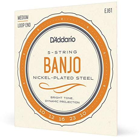 D'Addario EJ61 Set per Banjo a 5 Corde, Nickel, Tensione Media, 10-23